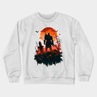 Monster Slayer and the Blood Moon - Witcher Crewneck Sweatshirt